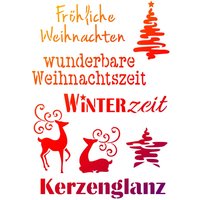 Schablone "Weihnachtsmotive + Schriften" von Durchsichtig