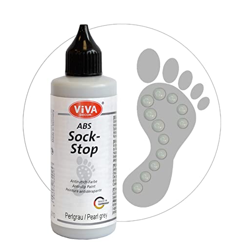 Viva Decor ABS Sock Stop 82 ml - Perlgrau - Flüssige Anti-Rutsch-Beschichtung für Socken, vielseitig einsetzbar auf Wolle, Filz, Teppichen und Textilien - Sock Stopper Flüssig für sicheren Halt von Viva Decor