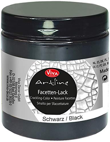 Viva Decor®️ Artline Facetten-Lack (Schwarz, 250ml) Crackle Paste - Reisslack Krakelierlack Farben - Vintage Effekt Paste - Farbe für Glas, Porzellan, Leinwand uvm. - Made in Germany von Viva Decor