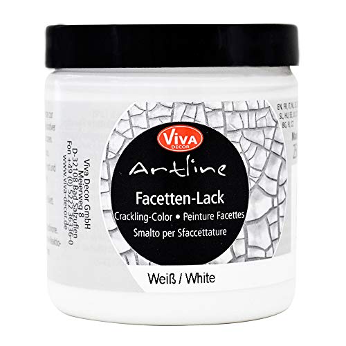 Viva Decor Artline Facetten-Lack (Weiß, 250ml) Crackle Paste - Reisslack Krakelierlack Farben - Vintage Effekt Paste - Farbe für Glas, Porzellan, Leinwand UVM. - Made in Germany von Viva Decor