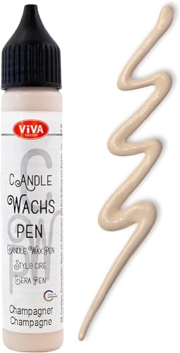 Viva Decor® Candle Wachs Pen (Champagner, 28ml) Wachsstifte zum Kerzen anmalen - Kerzen basteln - Kerzen Pen - Wachsfarben für Kerzen - Candle Liner - Made in Germany von Viva Decor