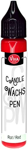 Viva Decor® Candle Wachs Pen (Rot, 28ml) Wachsstifte zum Kerzen anmalen - Kerzen basteln - Kerzen Pen - Wachsfarben für Kerzen - Candle Liner - Made in Germany von Viva Decor
