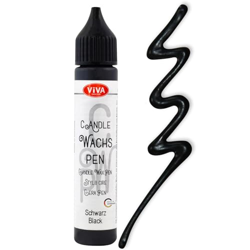 Viva Decor Wachs Pen 28ml (Schwarz) Premium Candle Liner & Wax-Pen - Ideal für individuelle Kerzengestaltung - Hochwertiger Wachs-Stift zum Anmalen, Verzieren & Personalisieren von Viva Decor