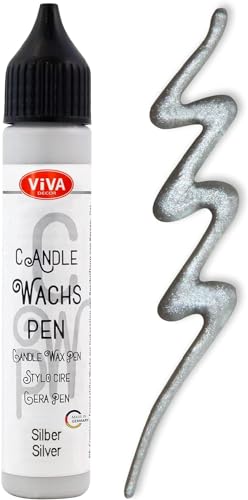Viva Decor Wachs Pen 28ml (Silber) Premium Candle Liner & Wax-Pen - Ideal für individuelle Kerzengestaltung - Hochwertiger Wachs-Stift zum Anmalen, Verzieren & Personalisieren von Viva Decor