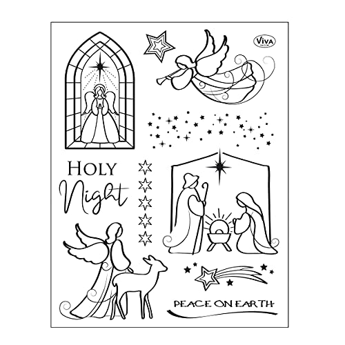 Viva Decor️ Clear-Stamps (HOLY NIGHT 14 X 18 CM) Silikon Stempel - Prägung Stempel - DIY Dekoration stanzen - Stempel Silikon - DIY Stamp - Stempel Prägung – Designed in Germany von Viva Decor