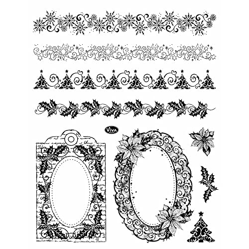 Viva Decor Clear-Stamps (Weihnachtsbordüren & Rahmen) Silikon Stempel - Prägung Stempel - DIY Dekoration stanzen - Stempel Silikon - DIY Stamp - Stempel Prägung - Designed in Germany von MyPaperWorld