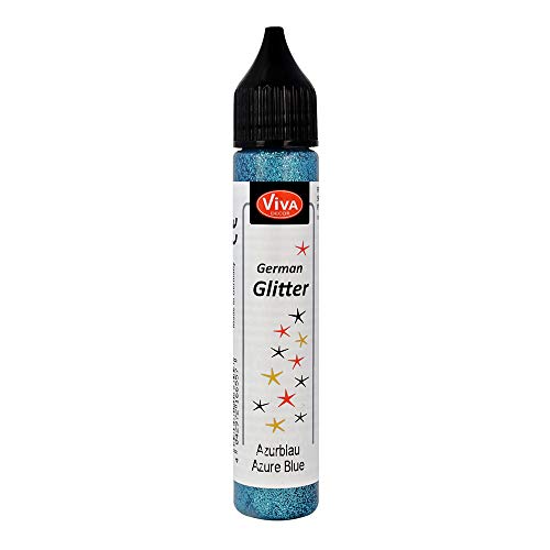 Viva Decor®️ German Glitter (Azurblau, 28 ml) Glitter Glue - farbige Glitzer Stifte in transparenter Effekt Paste - Bastel Glitzer Stift - window color glitter pen - Glitzerstifte Kinder von Viva Decor