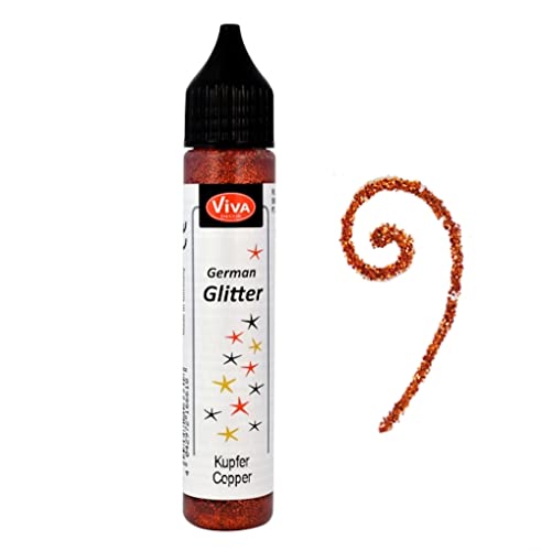 Viva Decor®️ German Glitter (Kupfer, 28 ml) Glitter Glue - farbige Glitzer Stifte in transparenter Effekt Paste - Bastel Glitzer Stift - window color glitter pen - Glitzerstifte Kinder von Viva Decor