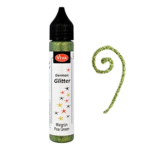 Viva Decor®️ German Glitter (Maigrün, 28 ml) Glitter Glue - farbige Glitzer Stifte in transparenter Effekt Paste - Bastel Glitzer Stift - window color glitter pen - Glitzerstifte Kinder von Viva Decor