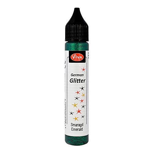 Viva Decor®️ German Glitter (Smaragd, 28 ml) Glitter Glue - farbige Glitzer Stifte in transparenter Effekt Paste - Bastel Glitzer Stift - window color glitter pen - Glitzerstifte Kinder von Viva Decor