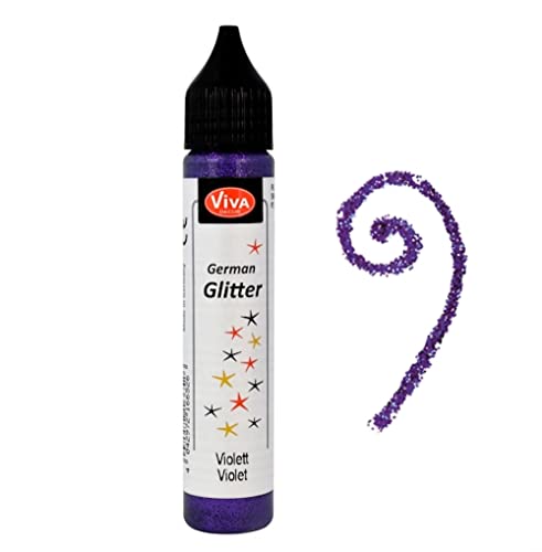 Viva Decor®️ German Glitter (Violett, 28 ml) Glitter Glue - farbige Glitzer Stifte in transparenter Effekt Paste - Bastel Glitzer Stift - window color glitter pen - Glitzerstifte Kinder von Viva Decor