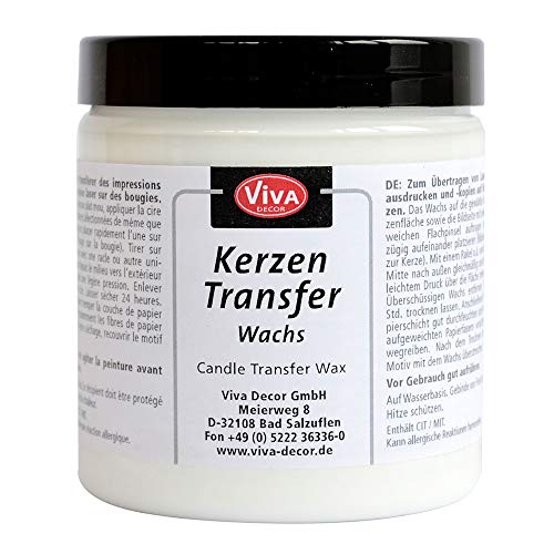 Viva Decor Kerzen Transfer Wachs (250 ml, weiß) Photo Transfer zum Kerzen Gestalten - Fototransfer zum Übertragen auf Kerzen - Foto Transfer von Viva Decor