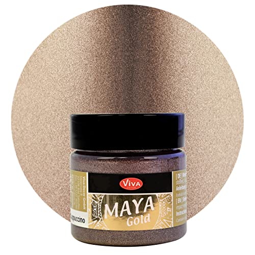 Viva Decor®️ Maya Gold (Cappuccino, 45 ml) Acrylfarbe mit Metallic Effekt - Malfarbe - Acryl Farben für Holz, Pappe, Beton, Papier, Leinwand UVM. von Viva Decor