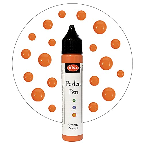 Viva Decor®️ Perlen Pen (Orange, 28 ml) 3D Pearl Pen - T Shirt Marker zum Bemalen von Stoff und Textilien - Deko Farben - Stifte Perlen - Made in Germany von Viva Decor