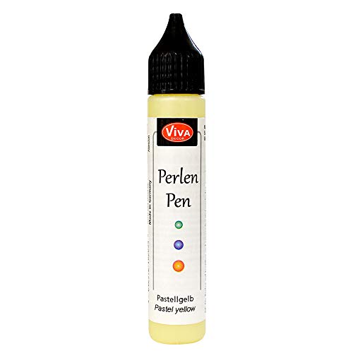 Viva Decor® Perlen Pen (Pastellgelb, 28 ml) 3D Pearl Pen - T Shirt Marker zum Bemalen von Stoff und Textilien - Deko Farben - Stifte Perlen - Made in Germany von Viva Decor