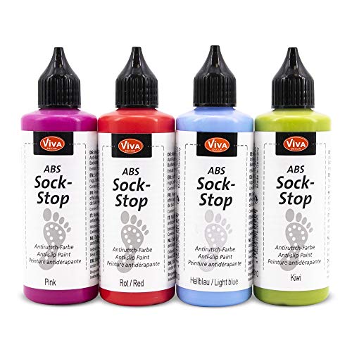 Viva Decor ABS Sock Stop Set (4 x 82 ml, Colored Dreams) Stopper für Socken - Anti Rutsch Noppen für Socken - Socken Stopp - Antirutsch für Socken - ABS Farbe - Made in Germany von Viva Decor