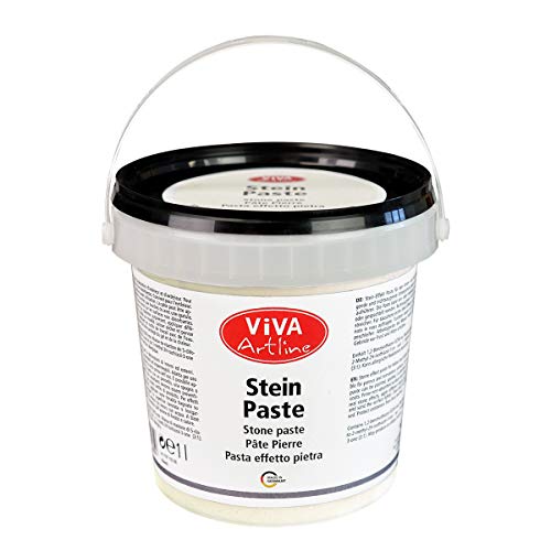 Viva Decor Artline Stein Paste (Farbe Weiß, 1 l) Cremige Strukturpaste für Mixed Media-Künstler zum Auftragen mit Pinsel, Spachtel oder Schwamm auf Leinwand, Steinpaste zum Malen - Made in Germany von Viva Decor