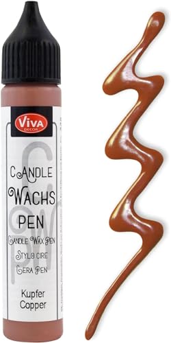 Viva Decor Wachs Pen 28ml (Kupfer) Premium Candle Liner & Wax-Pen - Ideal für individuelle Kerzengestaltung - Hochwertiger Wachs-Stift zum Anmalen, Verzieren & Personalisieren von Viva Decor