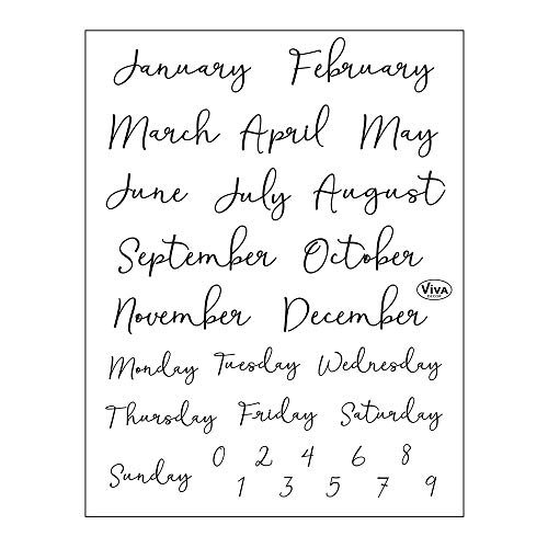 Viva Decor Clear-Stamps (Bujo-Kalender Monate & Tage II) Silikon Stempel - Prägung Stempel - DIY Dekoration stanzen - Stempel Silikon - DIY Stamp - Stempel Prägung - Designed in Germany von Viva Decor