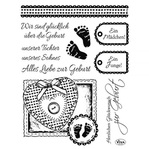 Viva Decor Clear-Stamps (Geburt II) Silikon Stempel - Prägung Stempel - DIY Dekoration stanzen - Stempel Silikon - DIY Stamp - Stempel Prägung - Designed in Germany von Viva Decor