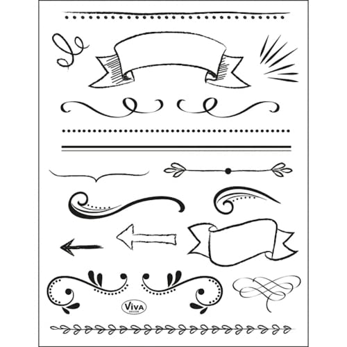 Viva Decor Clear-Stamps (Lettering Elemente) Silikon Stempel - Prägung Stempel - DIY Dekoration stanzen - Stempel Silikon - DIY Stamp - Stempel Prägung - Designed in Germany von Viva Decor