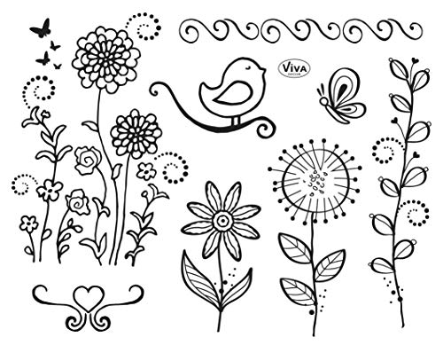 Viva Decor Clear-Stamps (Vogel & Schmetterling) Silikon Stempel - Prägung Stempel - DIY Dekoration stanzen - Stempel Silikon - DIY Stamp - Stempel Prägung - Designed Germany von Viva Decor