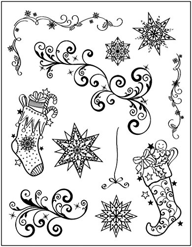 Viva Decor Clear-Stamps (Weihnachtsstrümpfe und Schnörkel) Silikon Stempel - Prägung Stempel - DIY Dekoration stanzen - Stempel Silikon - DIY Stamp - Stempel Prägung - Designed in Germany von Viva Decor