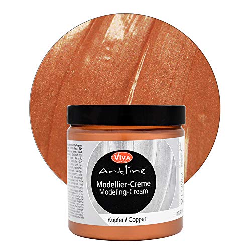 Viva Decor Modellier-Creme (Kupfer, 250 ml) Cremige, metallisch schimmernde Farbe und Strukturpaste zum Modellieren und Strukturieren mit hoher Farbbrillanz - Made in Germany von Viva Decor