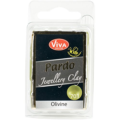 Viva Decor PARDO Polymer Clay, Olivine 56g - Modelliermasse ofenhärtend mit Perlmutt-Schimmer, lange lagerstabil durch wiederverschließbare Klappbox, für Anfänger und Hobbykünstler von Viva Decor