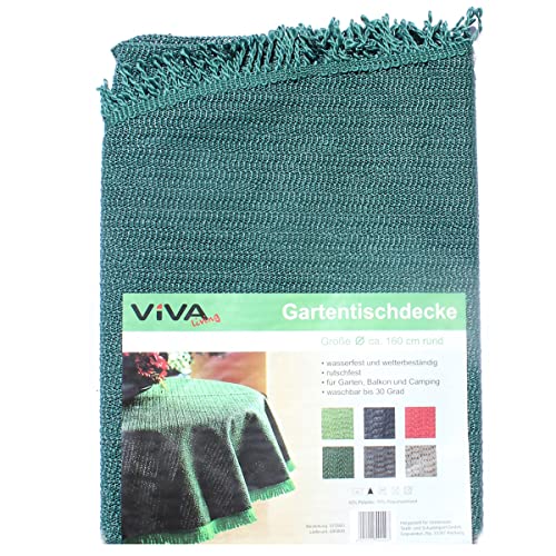 Viva Gartentischdecke geschäumt rund 160 cm wasserfest Gartentisch Abdeckung Camping, Farbe:dunkelgrün von Viva