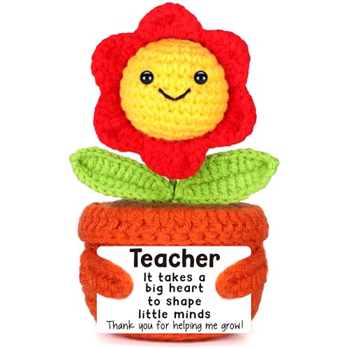 Geschenk für Lehrer für Damen und Herren, Lehrer, Geburtstag, Abschluss, Jahresende, Geschenke von Schüler, Lehrerwoche, Dankeschön, für Helping Me Grow, Geschenk, handgefertigte Häkelblume, Lehrer von Vivagifts