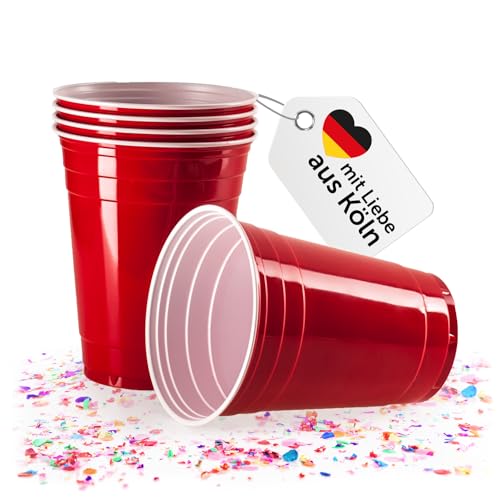 Vivaloo 100 Partybecher wiederverwendbar - Original American Red Cups Trinkbecher, Original Größe 16oz (473ml) Getränkebecher - Spülmaschinengeeignete Rote Party Plastikbecher von Vivaloo