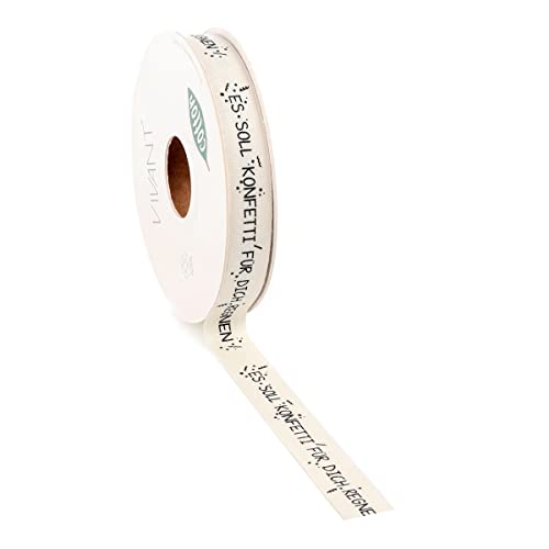 Vivant Geschenkband Schleifenband Dekoband mit süßen Sprüchen - 0,69€/m - 20m x 15mm (ES SOLL KONFETTI FÜR DICH REGNEN) von Vivant