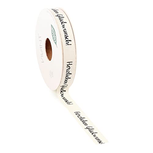 Vivant Geschenkband Schleifenband Dekoband mit süßen Sprüchen - 0,69€/m - 20m x 15mm (Herzlichen Glückwunsch) von Vivant