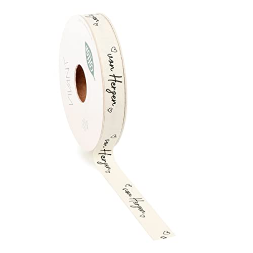 Vivant Geschenkband Schleifenband Dekoband mit süßen Sprüchen - 0,69€/m - 20m x 15mm (von Herzen) von Vivant