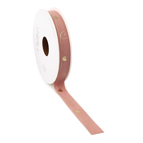 Vivant Geschenkband Schleifenband Dekoband Herzen rosa 5m x 15mm - (Hochzeit, Verlobung, Geburtstag, Jugendweihe, Einschulung, Jubiläum, Herzen, Jugendweihe, besonderer Anlass, elegant, hochwertig) von Vivant