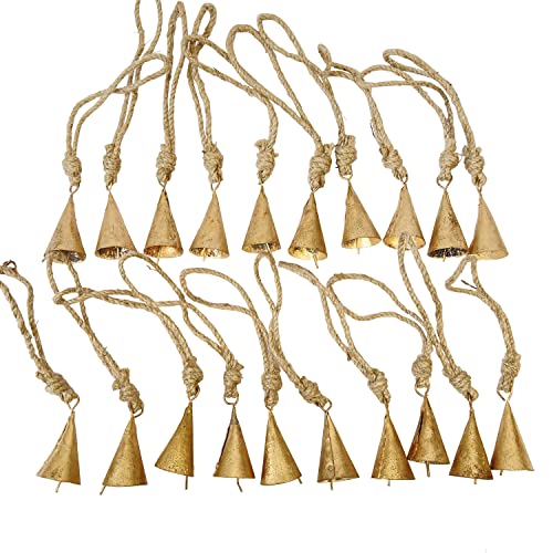 Vivanta 20 Stück Rustikale Goldfarbene Kuhglocken aus Metall mit Juteseil 5,1 cm – kleine Glöckchen zum Basteln, Kegelglocken zum Basteln, Weihnachtsglocken, Ornamente, Hexenglocken Vivanta 20 Stück Rustikale Goldfarbene Kuhglocken aus Metall mit Juteseil 5,1 cm – kleine Glöckchen zum Basteln, Kegelglocken zum Basteln, Weihnachtsglocken, Ornamente, Hexenglocken von Vivanta