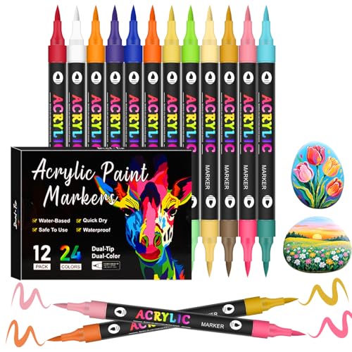 24 Farben Acrylstifte 12 Stifte-acrylstifte für steine wasserfest mit deckend & schnelltrocknend-acrylmarker acrylic marker & acrylic paint marker für Glas Holz Leinwand Keramik Papier 24 Farben Acrylstifte 12 Stifte-acrylstifte für steine wasserfest mit deckend & schnelltrocknend-acrylmarker acrylic marker & acrylic paint marker für Glas Holz Leinwand Keramik Papier von VividHues