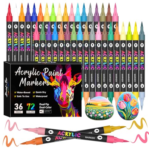 72 Farben Acrylstifte 36 Stifte-acrylstifte für steine wasserfest mit deckend & schnelltrocknend-acrylmarker acrylic marker & acrylic paint marker für Glas Holz Leinwand Keramik Papier 72 Farben Acrylstifte 36 Stifte-acrylstifte für steine wasserfest mit deckend & schnelltrocknend-acrylmarker acrylic marker & acrylic paint marker für Glas Holz Leinwand Keramik Papier von VividHues