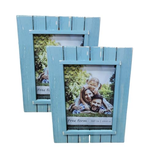 Vividform Rustikaler Bilderrahmen, 12,7 x 17,8 cm, hellblaues Holz, Wandhalterung oder Tisch-Display, 2 Stück Vividform Rustikaler Bilderrahmen, 12,7 x 17,8 cm, hellblaues Holz, Wandhalterung oder Tisch-Display, 2 Stück von Vividform