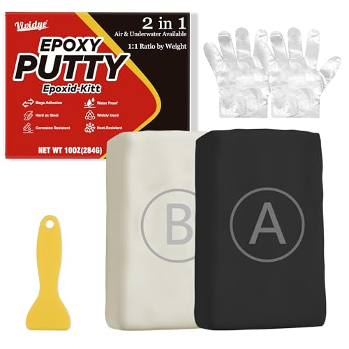Epoxidharz Knete Schwarz - 280g Schnelle Reparatur Klebeknete für Abdichten von Risse, Leckreparaturen, Modellieren - 2K Pool Kleber zum Verbinden von Kunststoff, Metall, Keramik, Holz und Fliesen von Vividye
