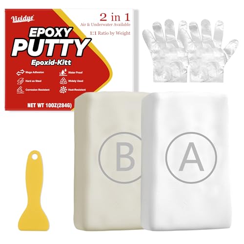 Epoxidharz Knete Weiß - 280g Epoxidharz Reparaturset Extra Stark zum Verbinden von Kunststoff, Metall, Keramik, Holz und Fliesen, 2 Komponenten Kleber Kunststoff für Pool Lecks, Füllen, Modellieren von Vividye