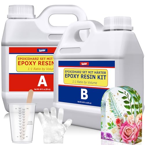 Epoxidharz mit Härter - 2.7L / 105oz Klares Epoxid Harz zum Gießen und Beschichten, Tischplatten, Holz, Schmuckherstellung - Blasenfreies Gießharz für DIY Epoxy Resin Art, Harzformen, Tischplatten Epoxidharz mit Härter - 2.7L / 105oz Klares Epoxid Harz zum Gießen und Beschichten, Tischplatten, Holz, Schmuckherstellung - Blasenfreies Gießharz für DIY Epoxy Resin Art, Harzformen, Tischplatten von Vividye