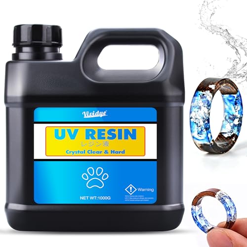 UV Harz 1,000g - Klar UV Harz Harte Solar Schnellhärtende UV Kleber für DIY Schmuckherstellung, Handwerk - Geruchsarmerz Blasenfreies UV Epoxidharz für Harz Formen, Schmuck, Anhänger, Gießen, Malen UV Harz 1,000g - Klar UV Harz Harte Solar Schnellhärtende UV Kleber für DIY Schmuckherstellung, Handwerk - Geruchsarmerz Blasenfreies UV Epoxidharz für Harz Formen, Schmuck, Anhänger, Gießen, Malen von Vividye