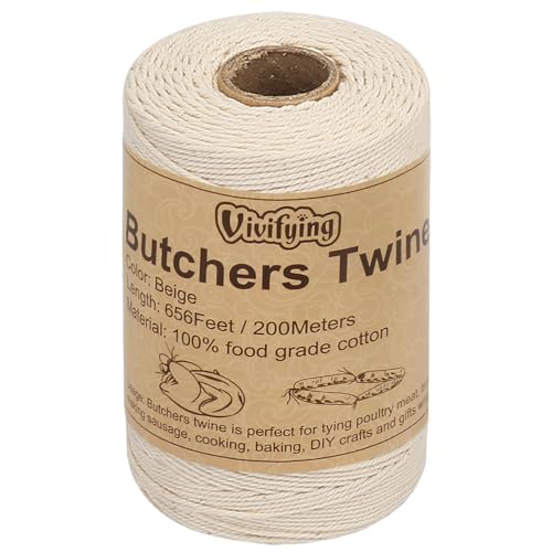 Vivifying 200m Bäcker Bindfäden, 3-lagig Baumwoll-Garn für die Küche, lebensmittelunbedenklich. Ideal zum Verschnüren, geeignet für Geflügel, Würstchen, Heimarbeiten, Basteln und Dekorieren Vivifying 200m Bäcker Bindfäden, 3-lagig Baumwoll-Garn für die Küche, lebensmittelunbedenklich. Ideal zum Verschnüren, geeignet für Geflügel, Würstchen, Heimarbeiten, Basteln und Dekorieren von Vivifying