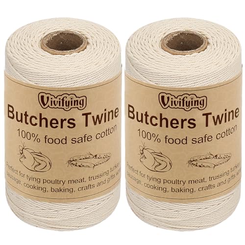 Vivifying Bäcker Bindfäden, 2 Stück x 200m 3-lagig Baumwoll-Garn für die Küche, lebensmittelunbedenklich. Ideal zum Verschnüren, geeignet für Geflügel, Würstchen, Heimarbeiten, Basteln und Dekorieren Vivifying Bäcker Bindfäden, 2 Stück x 200m 3-lagig Baumwoll-Garn für die Küche, lebensmittelunbedenklich. Ideal zum Verschnüren, geeignet für Geflügel, Würstchen, Heimarbeiten, Basteln und Dekorieren von Vivifying