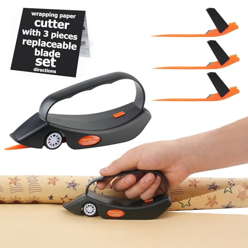 Vivoofchic Geschenkpapier Schneider für Rollen, 1 Pcs Tragbarer Geschenkpapierschneider mit 3 Austauschbaren Klingen, Geschenkpapier Cutter für Weihnachten, Geburtstage und Alle Arten von Festen Vivoofchic Geschenkpapier Schneider für Rollen, 1 Pcs Tragbarer Geschenkpapierschneider mit 3 Austauschbaren Klingen, Geschenkpapier Cutter für Weihnachten, Geburtstage und Alle Arten von Festen von Vivoofchic