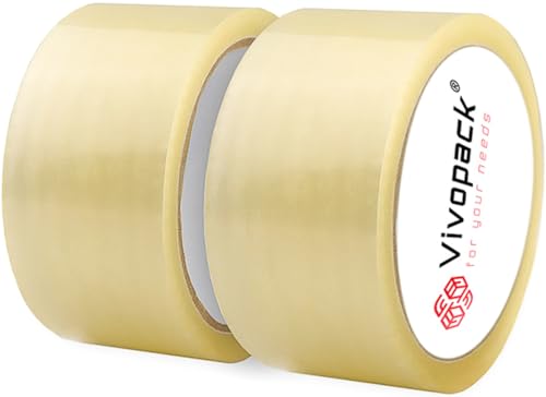 Vivopack® Paketklebeband transparent | 2 Stück Paketband, Packband, Kartonband | Klebeband transparent je 60m lang, 48mm | Verpackungsmaterial für Pakete und Umzugskartons von Vivopack