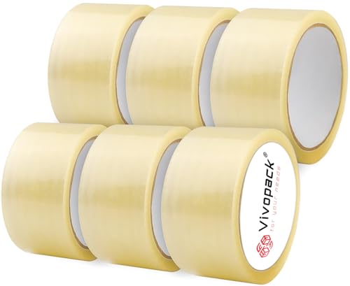 Vivopack® Paketklebeband transparent | 6 Stück Paketband, Packband, Kartonband | Klebeband transparent je 60m lang, 48mm | Verpackungsmaterial für Pakete und Umzugskartons von Vivopack