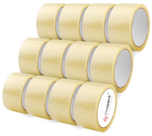 Vivopack Paketklebeband transparent 12 Stück Paketband, Starkes Klebeband transparent, Klebeband Paket, Paketband transparent, Klebebänder Tape Versand, Packetband, Packband transparent von Vivopack